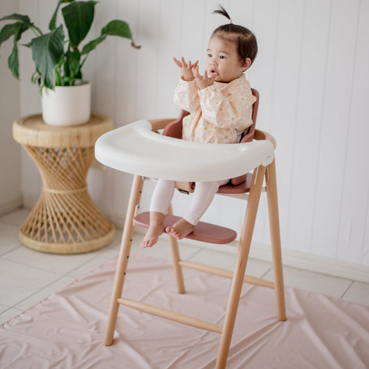 Ellie Bub Dusty Pink Messy Mat under high chair